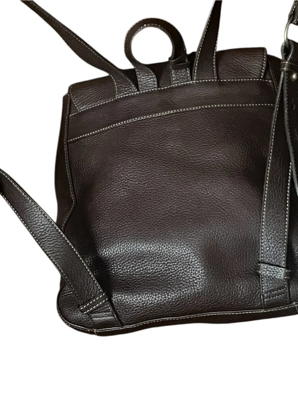ANNE KLEIN Brown Pebbled Leather Back Pack.